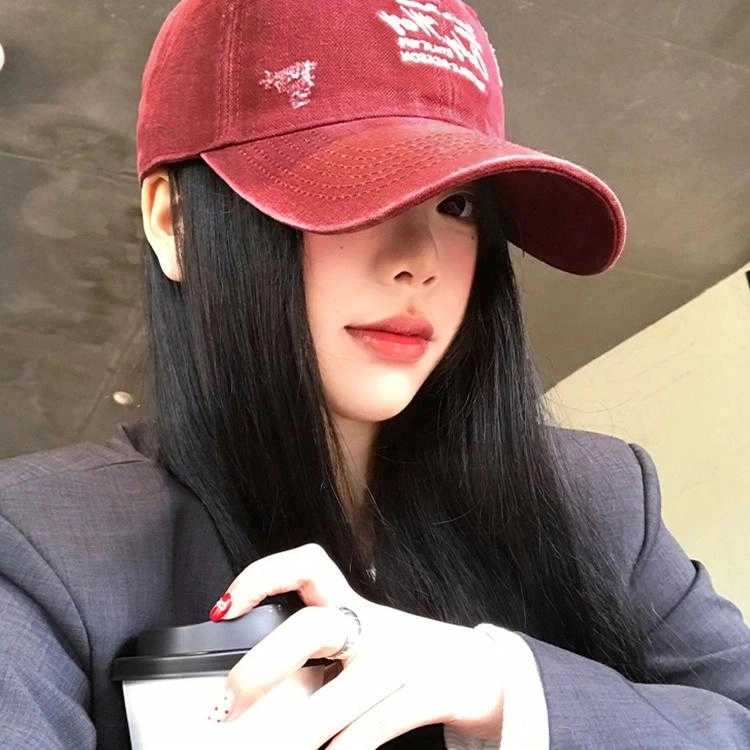 心水好物 软顶水洗破洞韩版大头围复古牛仔显脸小百搭遮阳 棉 鸭舌帽 男女同款情侣款