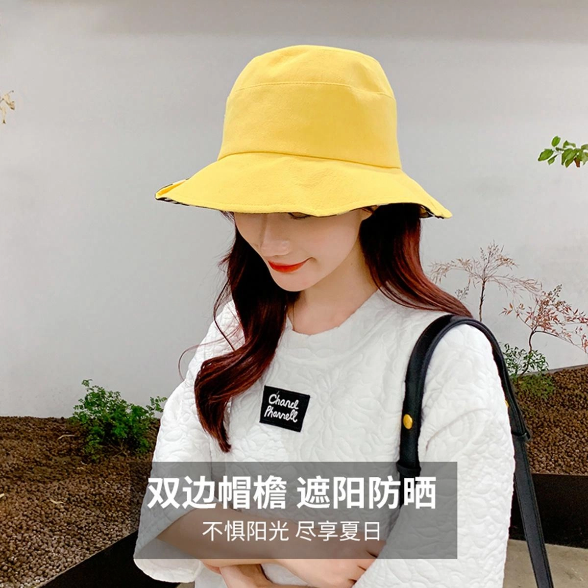 红豆 遮阳帽春夏户外防紫外线可折叠太阳帽 聚酯纤维 防晒帽 女款