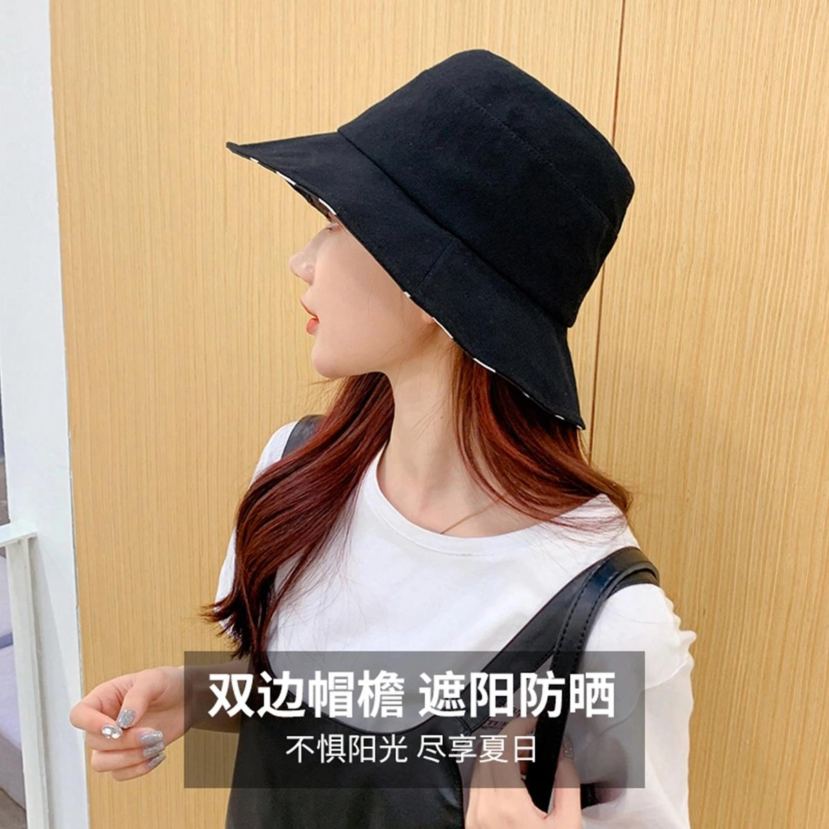 红豆 遮阳帽春夏户外防紫外线可折叠太阳帽 聚酯纤维 防晒帽 女款