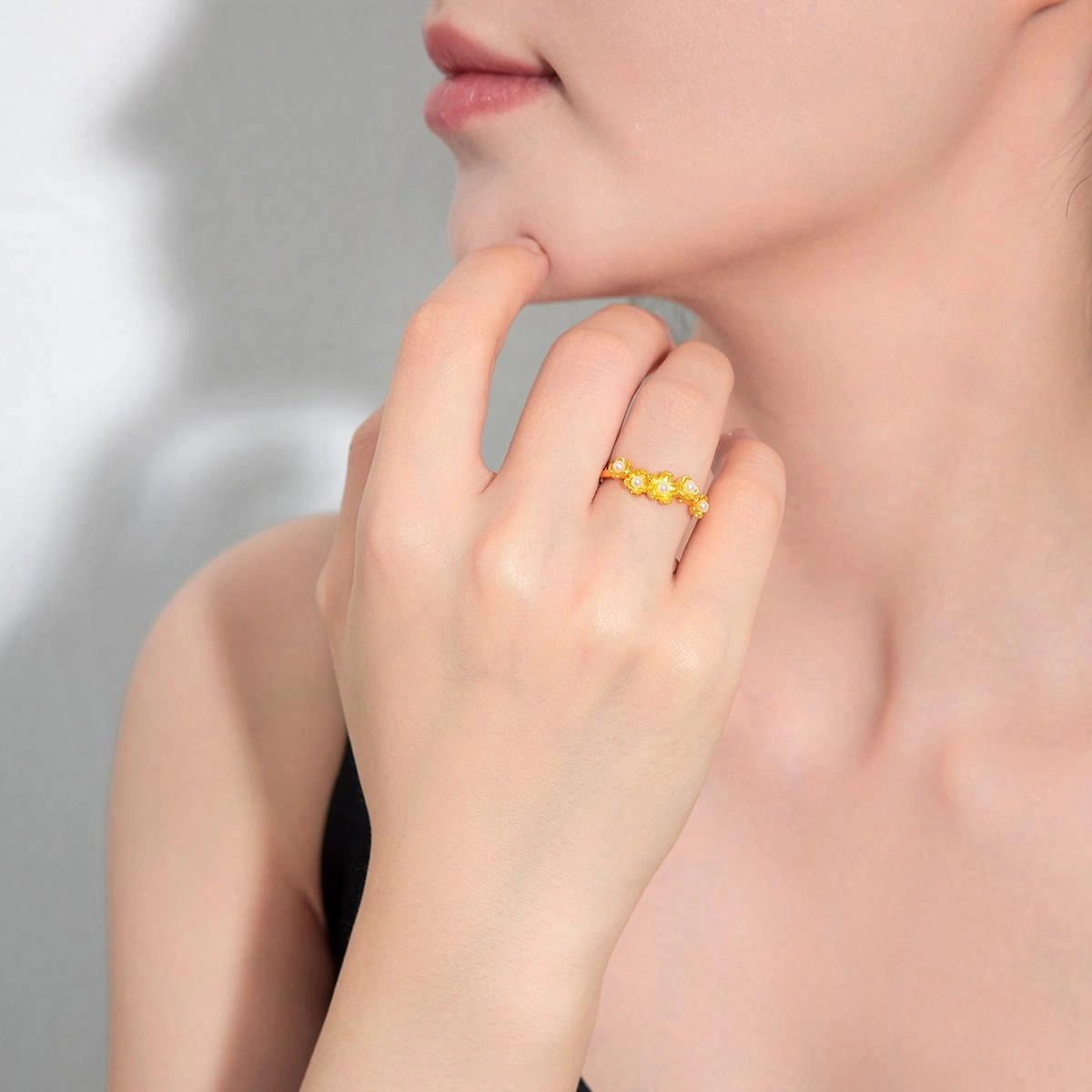 好神 古法精致 小众独步寻花小桃花#好运 足金 按克计价 黄金戒指 女款