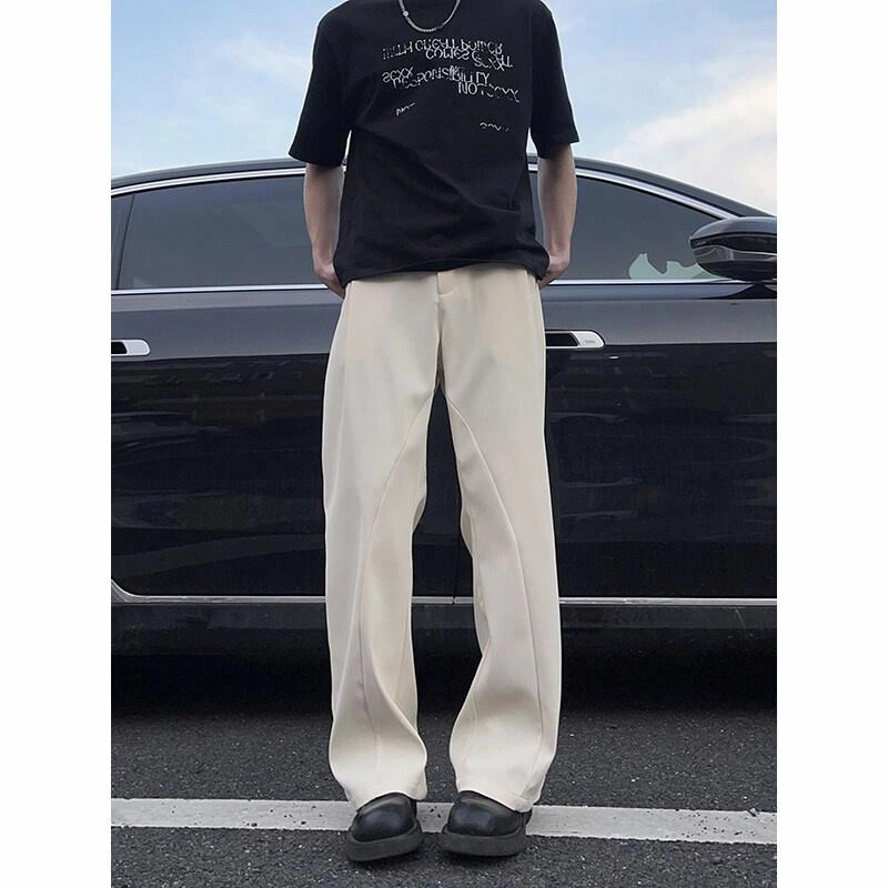 臣目 微喇垂坠感高级感马吉拉修身直筒休闲西装裤 男款