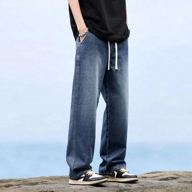 羽浅 美式复古时尚休闲宽松直筒裤牛仔裤 男女同款