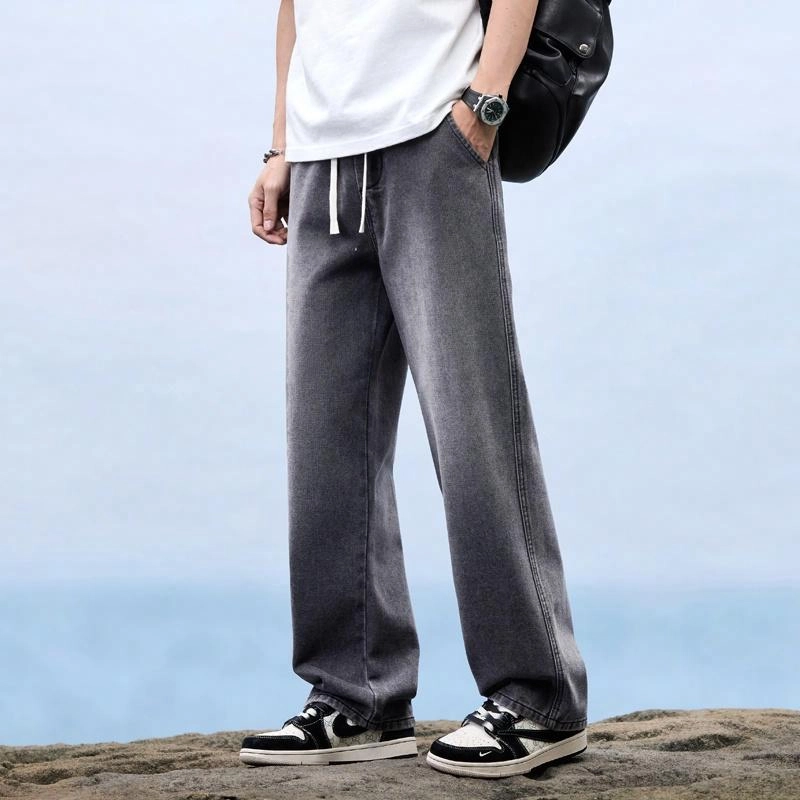羽浅 美式复古时尚休闲宽松直筒裤牛仔裤 男女同款