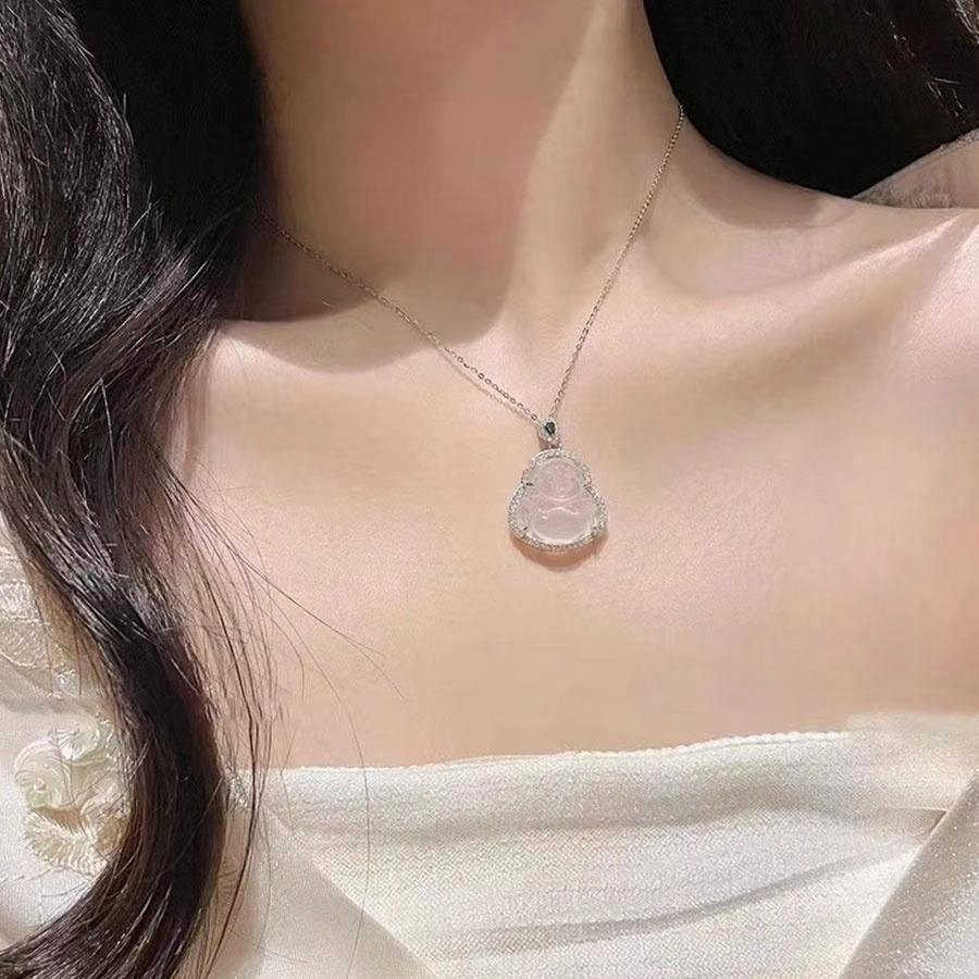 【甄选高品质&福佑相伴】 金师傅 笑脸佛公弥勒佛吊坠 新中式国潮复古气质典雅百搭贵气清冷 小众轻奢设计高级感#好运 玉髓 项链 女款