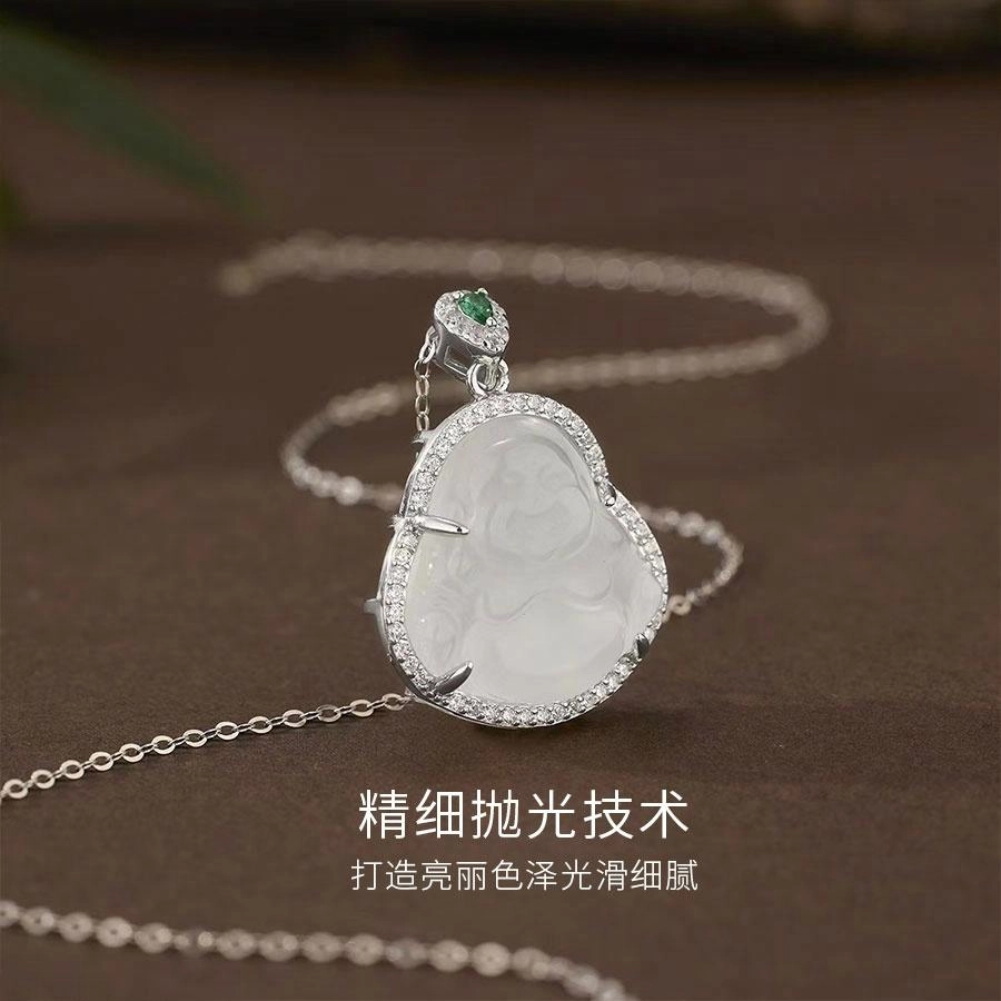 【甄选高品质&福佑相伴】 金师傅 笑脸佛公弥勒佛吊坠 新中式国潮复古气质典雅百搭贵气清冷 小众轻奢设计高级感#好运 玉髓 项链 女款
