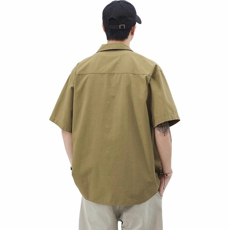 希越 美式潮牌工装纯棉短袖衬衫 男款