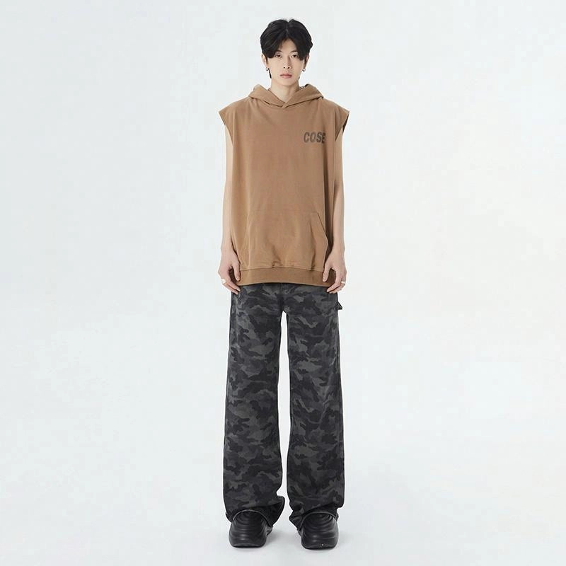 绘承 美式高街宽松直筒百搭休闲户外牛仔裤 男女同款 迷彩