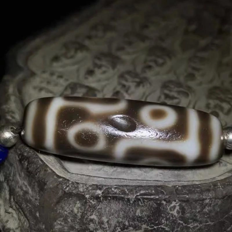 灵运宝 转运招财六眼天珠配绿松老矿风化油润包浆老料器磨损到位天然 玛瑙 吊坠 男女同款情侣款