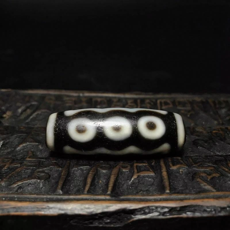 灵运宝 转运招财五眼天珠黑白分明大尺寸老矿风化油润包浆老料器磨损到位 玛瑙 吊坠 男女同款情侣款
