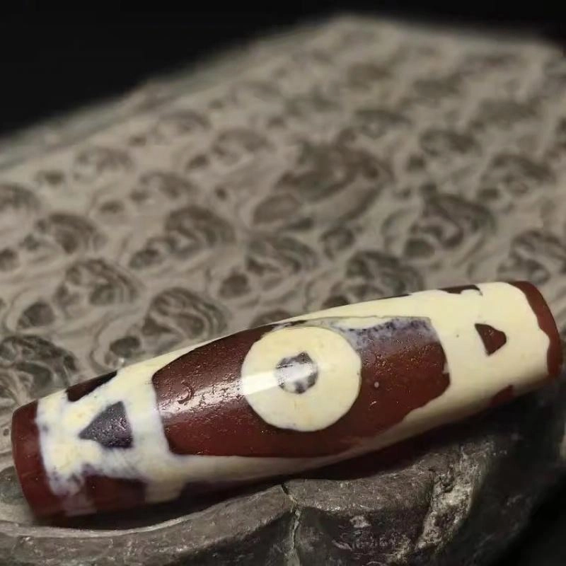 灵运宝 转运招财镶蚀红两眼天珠旁系线条老矿风化油润包浆老料器磨损到位天然 玛瑙 吊坠 男女同款情侣款