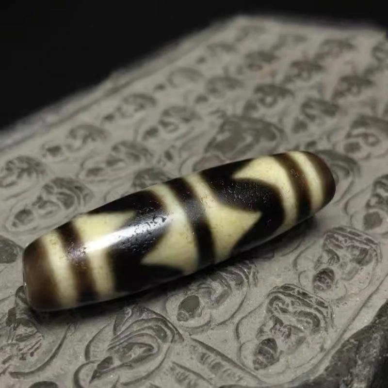 灵运宝 转运招财双虎牙天珠色泽老气老矿风化油润包浆老料器磨损到位天然 玛瑙 吊坠 男女同款情侣款
