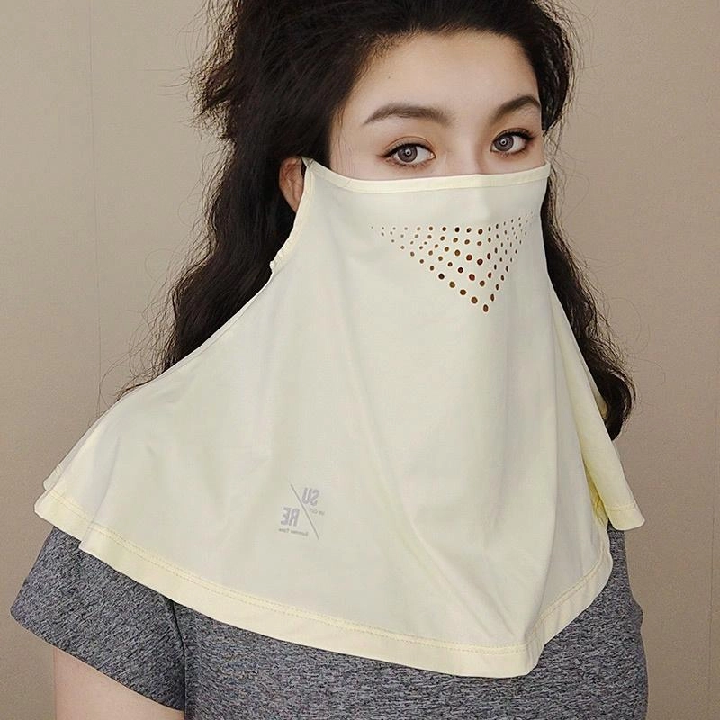 浪莎 夏季遮全脸防紫外线冰丝户外骑行透气护颈挂耳面纱口罩 防晒面罩 女款