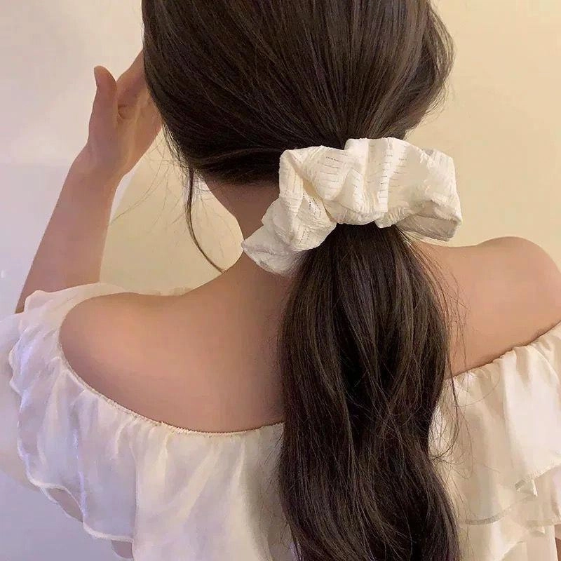丹琴 春夏慵懒风韩系细纹泡芙小肠发绳高级感森系扎丸子头绳头花皮套 布 发圈 女款