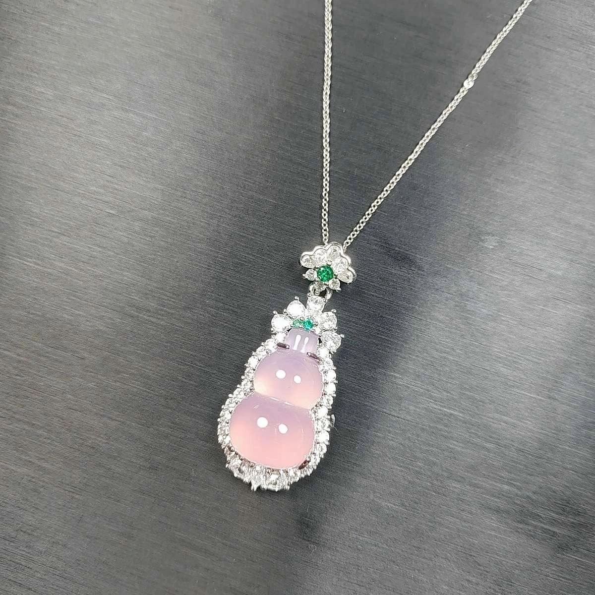 赐帛 浪漫紫罗兰粉紫色招财转运旺桃花＃好运葫芦福禄寿吊坠 精致简约气质时尚轻奢潮流高级感小众设计 玉髓 项链 男女同款情侣款