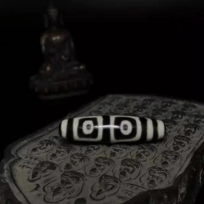 灵运宝 #转运招财天珠地门四眼黑白老矿风化油润包浆老料器磨损到位 小米珠 吊坠 男女同款情侣款