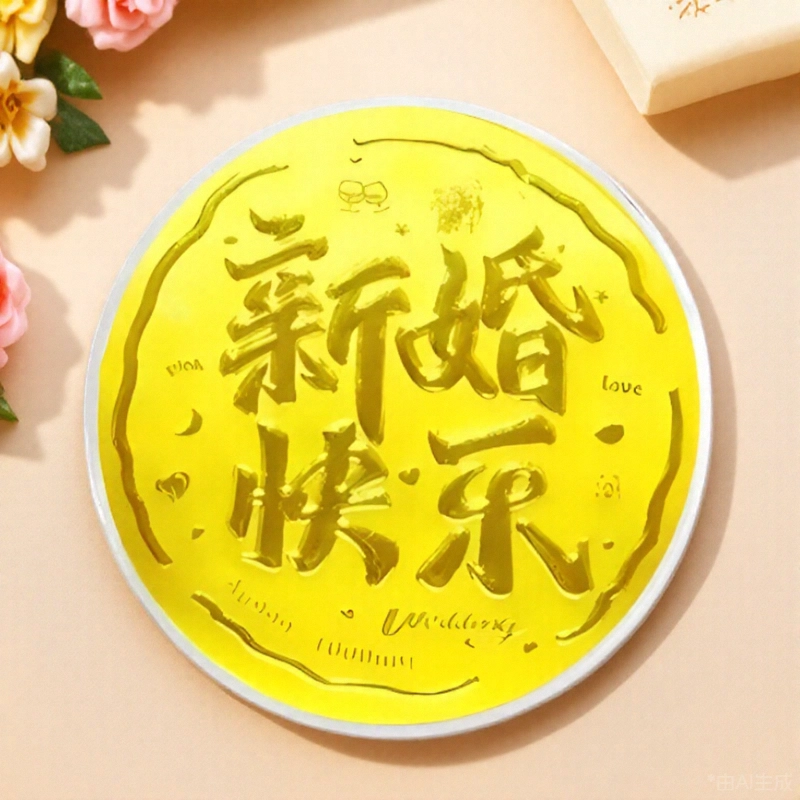 壹金金 新婚快乐大饼摆件 美好姻缘喜结良缘趣味储蓄增值收藏纪念品 足金 投资类 金章 男女同款情侣款