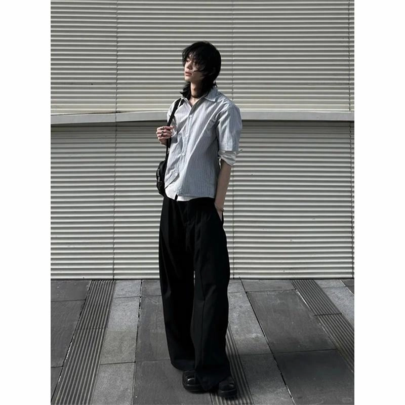 黑马漫画 高级感痞帅情侣款潮牌潮流短袖衬衫 男女同款 条纹