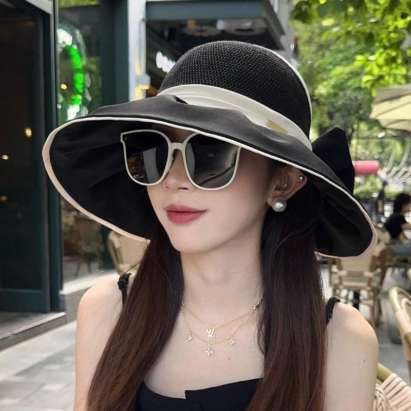 朵澜 大帽檐夏天防紫外线彩胶全包透气遮阳 聚酯纤维 防晒帽 女款