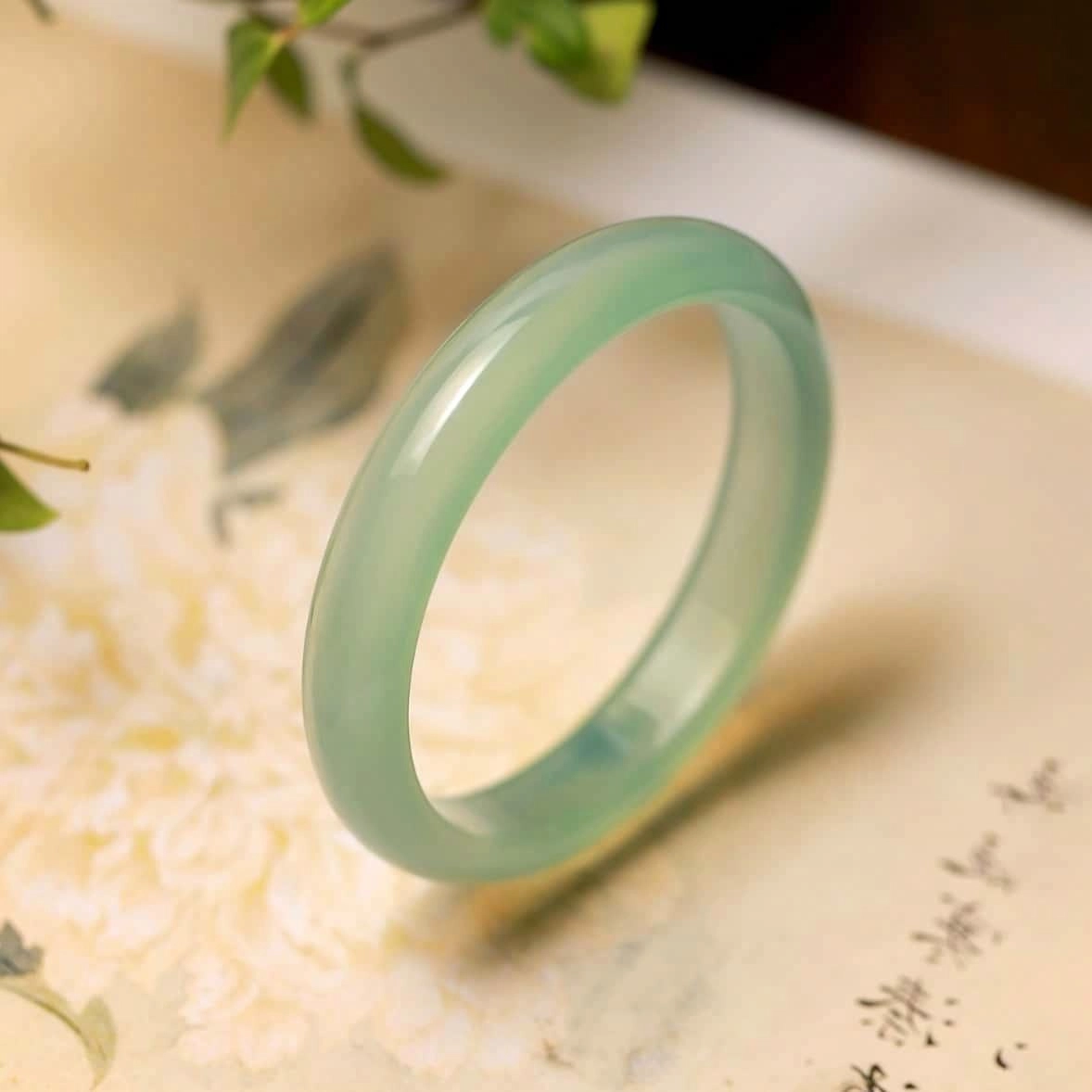 镯钰瑭 青山黛平安贵妃镯 新中式 国潮国风 典雅 古风温婉 轻奢高级 小众设计#好运天然 玉髓 手镯 女款