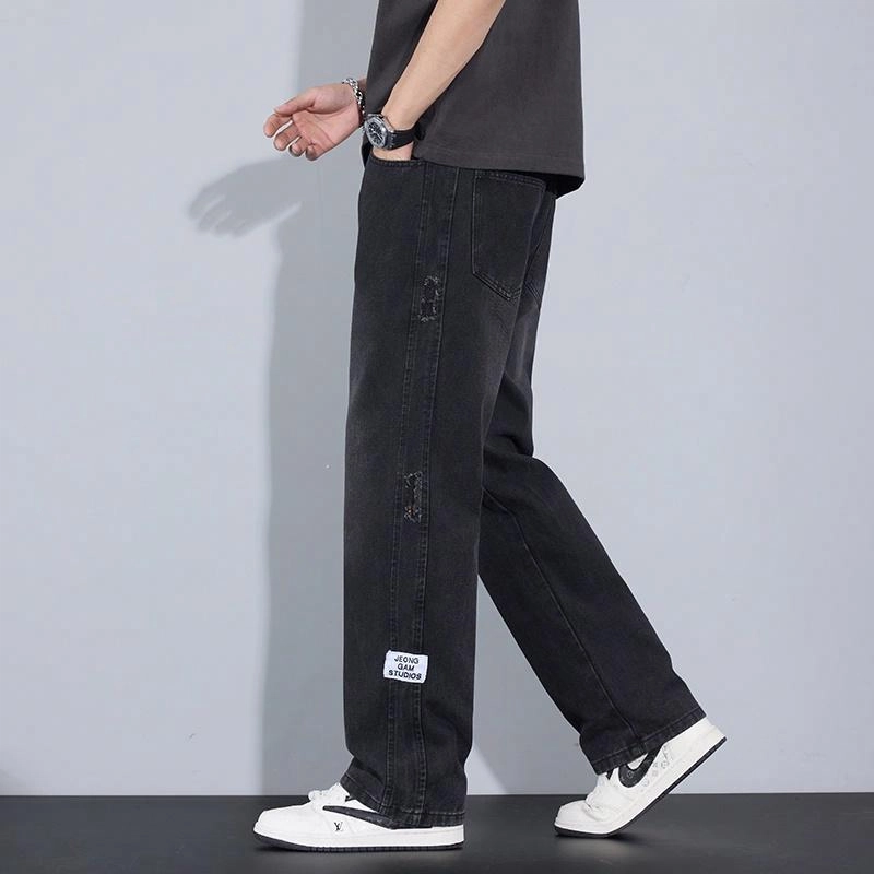 羽浅 直筒宽松美式高街潮牌牛仔裤 男女同款
