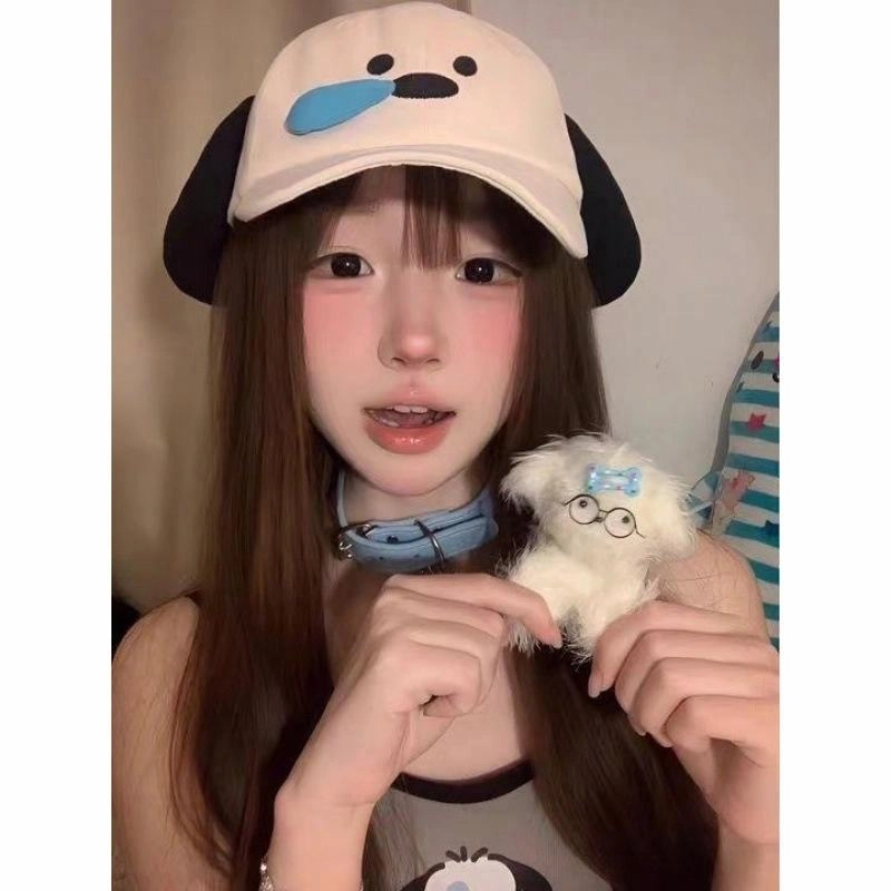 佩洛依 鼻涕小狗系列 可爱搞怪休闲户外出行拍照 日常通勤 遮阳防晒 显脸小时尚百搭大头围 聚酯纤维 鸭舌帽 男女同款情侣款