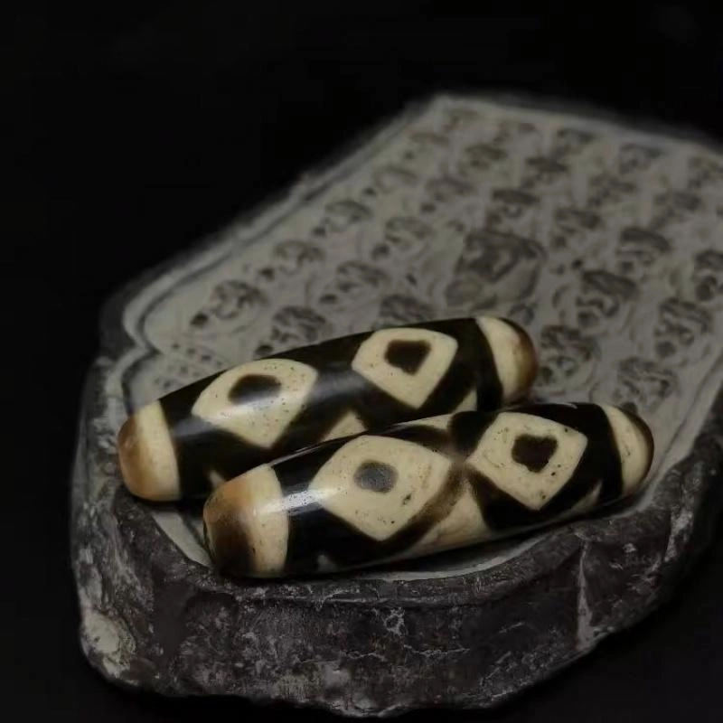 灵运宝 【师傅已加能量】#转运招财西藏藏区天珠金刚三眼一对咬色好老矿风化油润包浆老料器磨损到位 小米珠 吊坠 男女同款情侣款