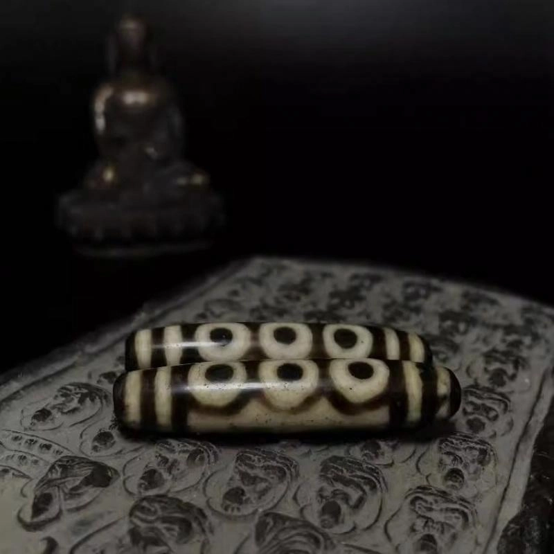 灵运宝 【师傅已加能量】#转运招财西藏藏区天珠五眼磨损到位一对老矿风化油润包浆老料器磨损到位 小米珠 吊坠 男女同款情侣款
