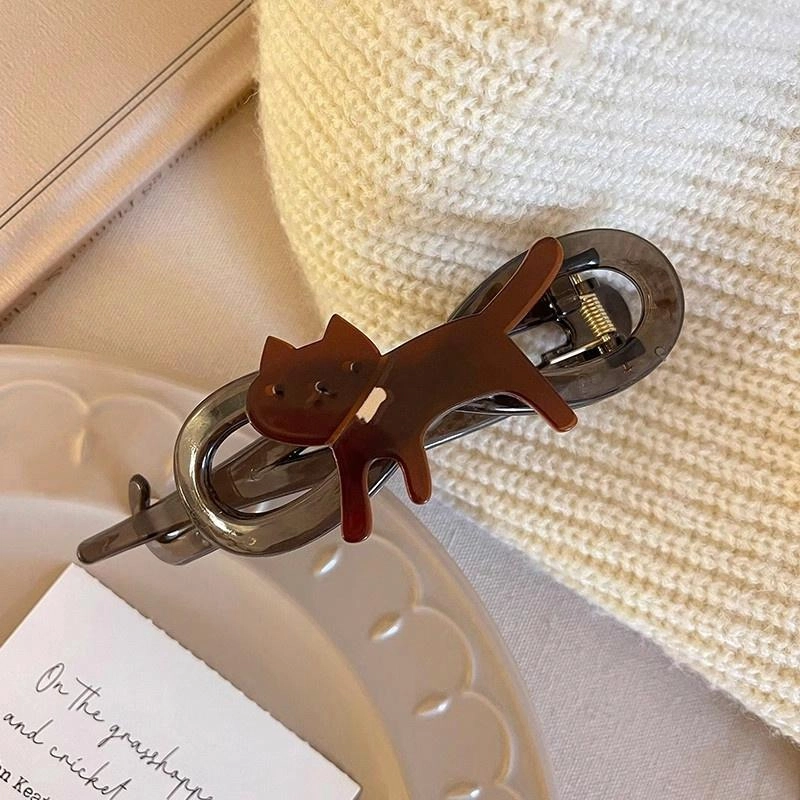 蒙妮 可爱卡通猫咪扭扭夹 亚克力 发夹 男女同款情侣款