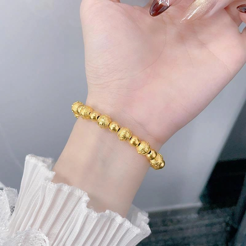 雅生珠宝 六字箴言转运珠圆珠 古法#好运 足金 按克计价 黄金手串 女款