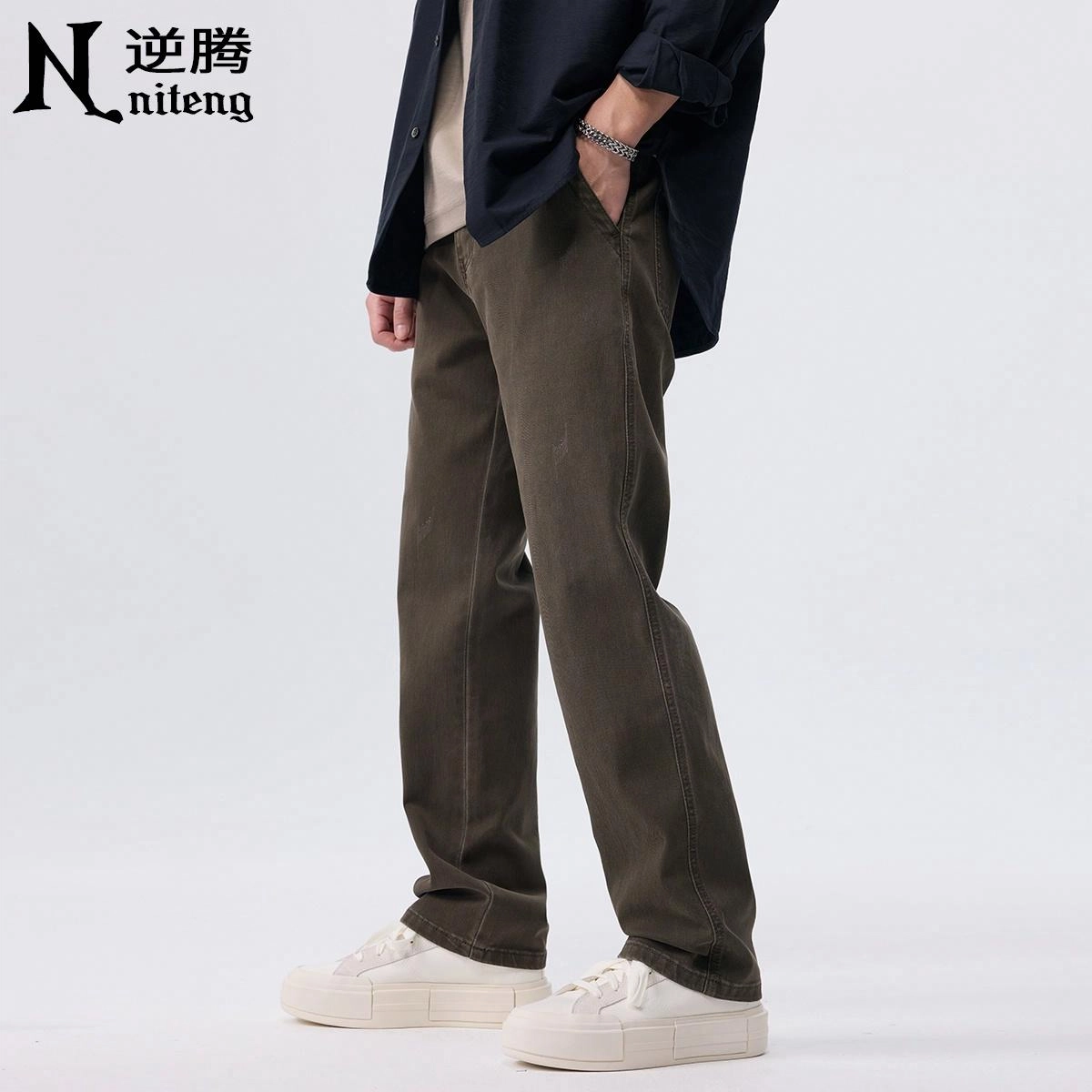 逆腾 潮牌美式弹力直筒工装休闲裤 男款
