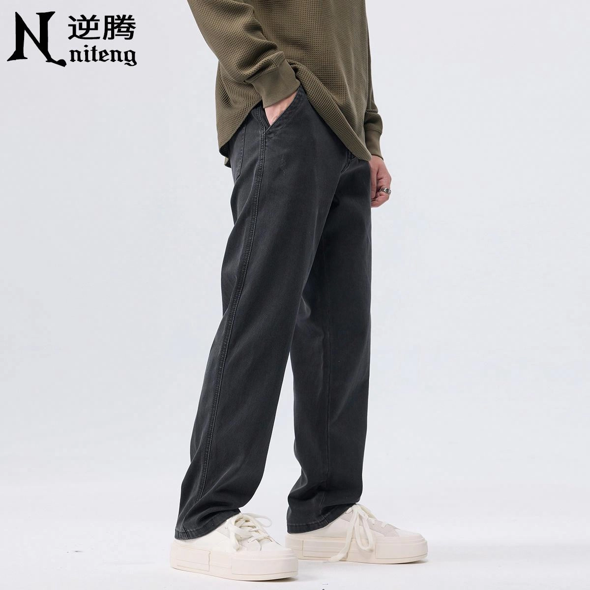 逆腾 潮牌美式弹力直筒工装休闲裤 男款