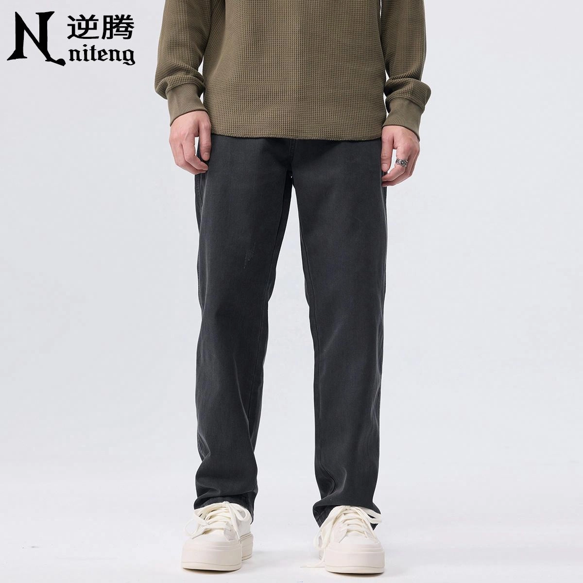 逆腾 潮牌美式弹力直筒工装休闲裤 男款