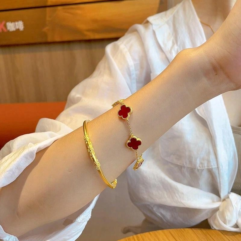 尚仟伊 【幸运花 有钱花】国潮招财幸运草手饰 森系甜美优雅精致简约经典通勤配饰 甜蜜饰爱#好运 合金 手链 女款