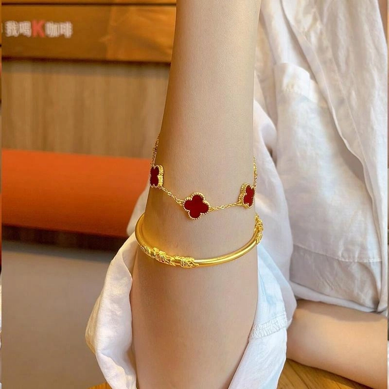 尚仟伊 【幸运花 有钱花】国潮招财幸运草手饰 森系甜美优雅精致简约经典通勤配饰 甜蜜饰爱#好运 合金 手链 女款