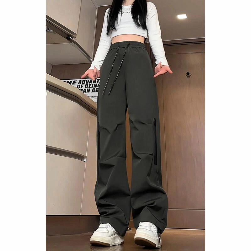 加荣 美式高街纯色百搭直筒工装裤 男女同款