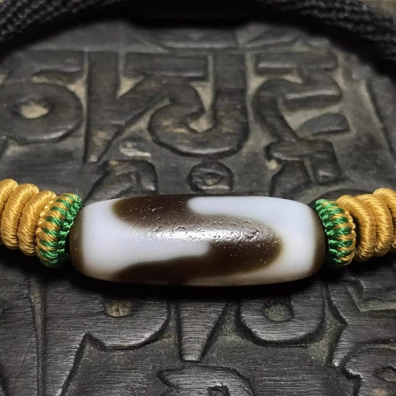灵运宝 转运招财虎牙天珠满风化皮壳温润老矿风化油润包浆老料器磨损到位 玛瑙 手链 男女同款情侣款