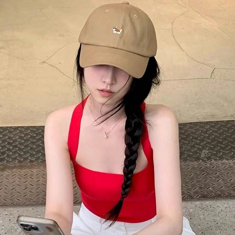 佩洛依 显脸小卡通小狗简约百搭软顶遮阳大头围学生户外逛街防晒可爱 聚酯纤维 鸭舌帽 男女同款情侣款
