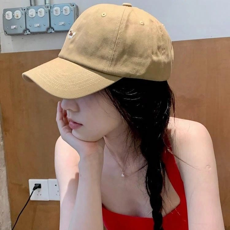 佩洛依 显脸小卡通小狗简约百搭软顶遮阳大头围学生户外逛街防晒可爱 聚酯纤维 鸭舌帽 男女同款情侣款