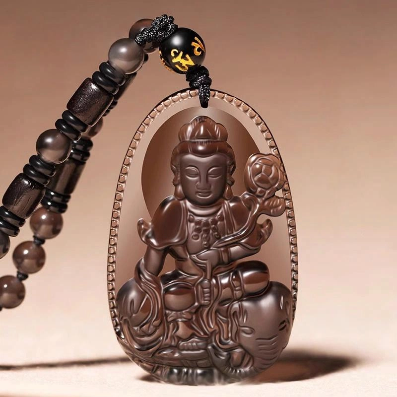 一世倾 十二生肖八大守护神 新中式国潮平安纳福本命年护身佛轻奢精致百搭高级感好运天然 黑曜石 项链 男女同款情侣款