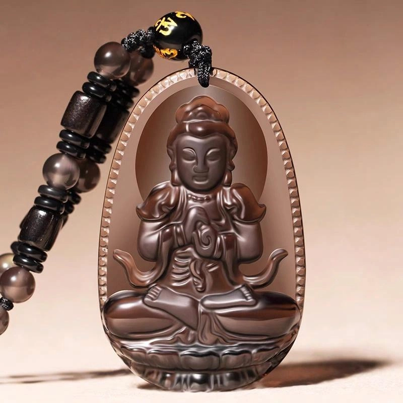 一世倾 十二生肖八大守护神 新中式国潮平安纳福本命年护身佛轻奢精致百搭高级感好运天然 黑曜石 项链 男女同款情侣款