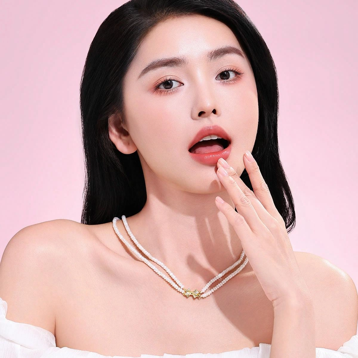 老庙 招财纳福双层算盘珠合金蝴蝶结扣毛衣链 简约百搭高级感轻奢约会百搭 淡水珍珠 项链 女款