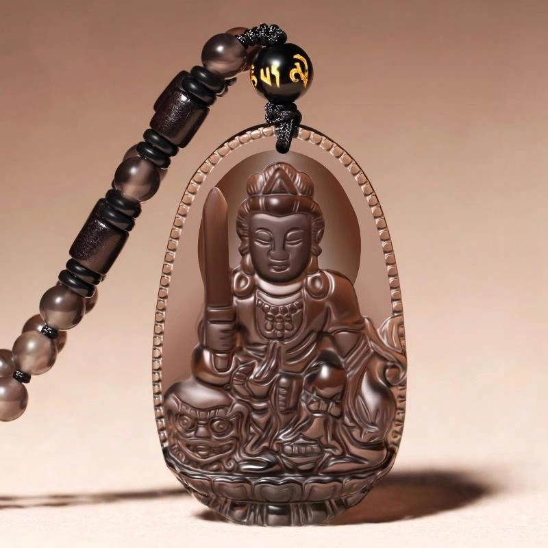 一世倾 十二生肖八大守护神 新中式国潮平安纳福本命年护身佛轻奢精致百搭高级感好运天然 黑曜石 项链 男女同款情侣款