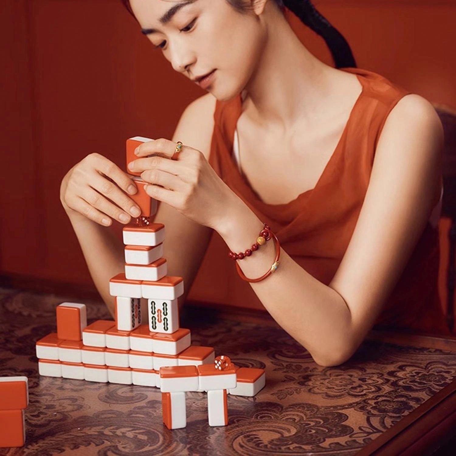 一世倾 新中式国潮轻奢精致高级感吉祥纳福平安转运一步一响叮当日常出行必备套装好运再造辰砂 朱砂 手镯 男女同款情侣款