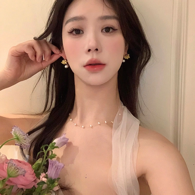 芒果饰品 春季超仙桂花珍珠流苏轻奢高级感 亚克力 耳环 女款