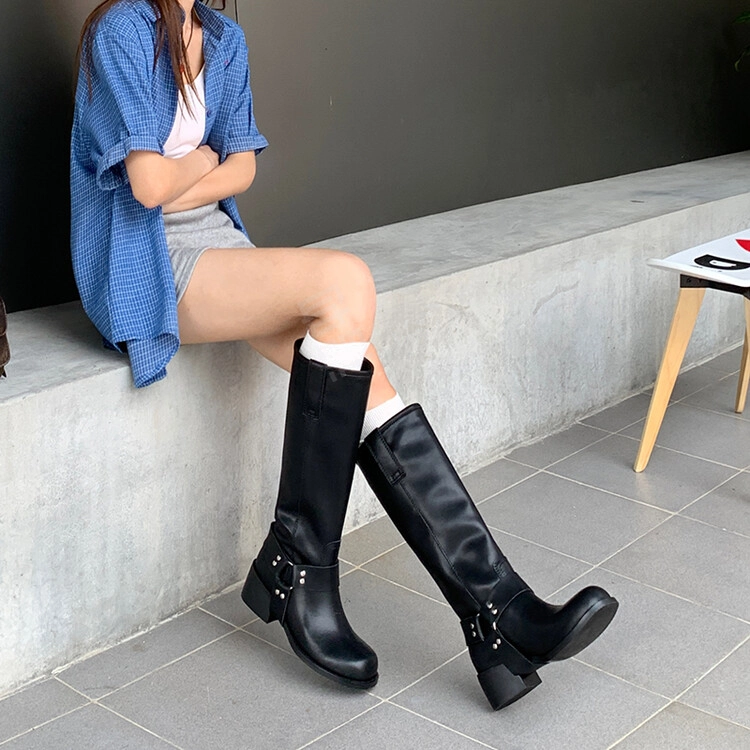苏颜娇 牛皮革 个性百搭简约舒适潮流 高筒靴 女款