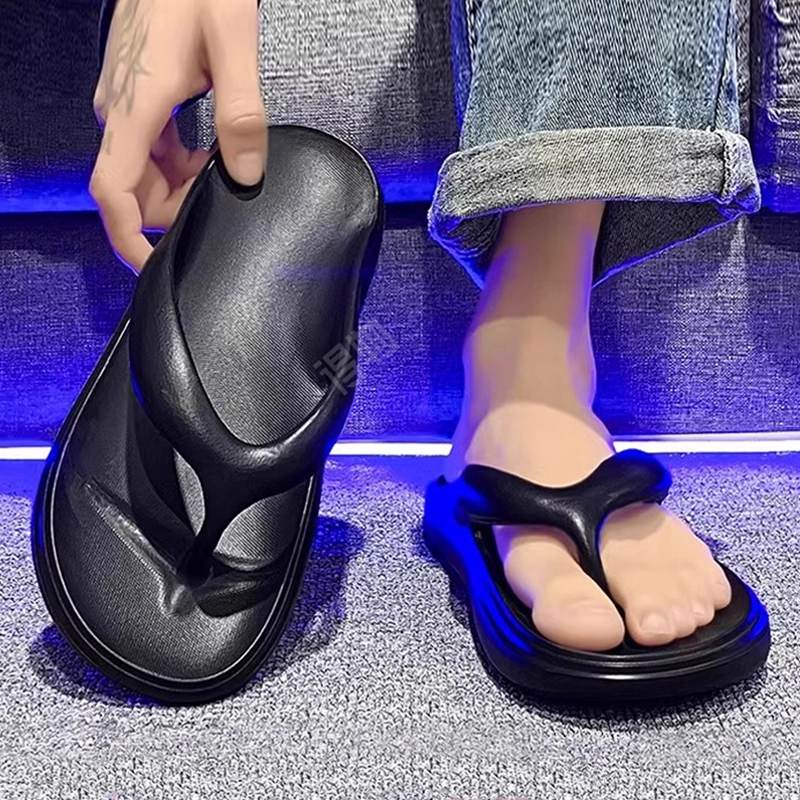 木林森 简约纯色外穿海边潮流时尚人字拖鞋 男款