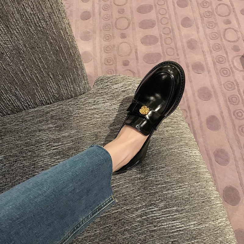 兰缪 复古百搭舒适软底舒适 乐福鞋 女 黑色