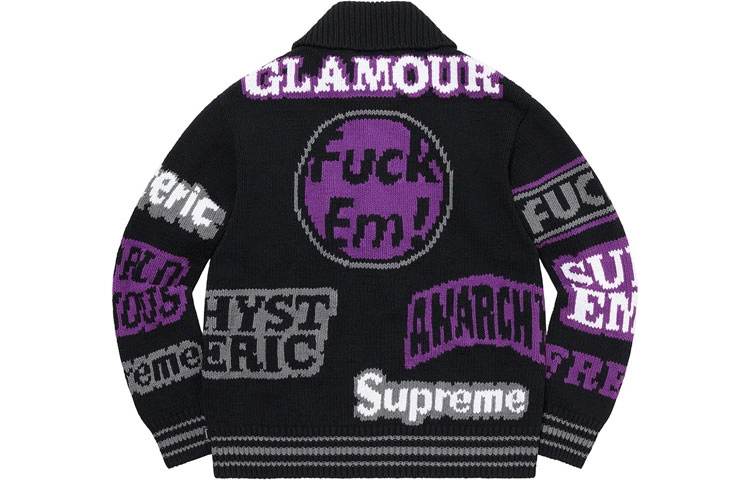 Supreme SS21 Week4 x HYSTERIC GLAMOUR Logos Zip Up Sweater