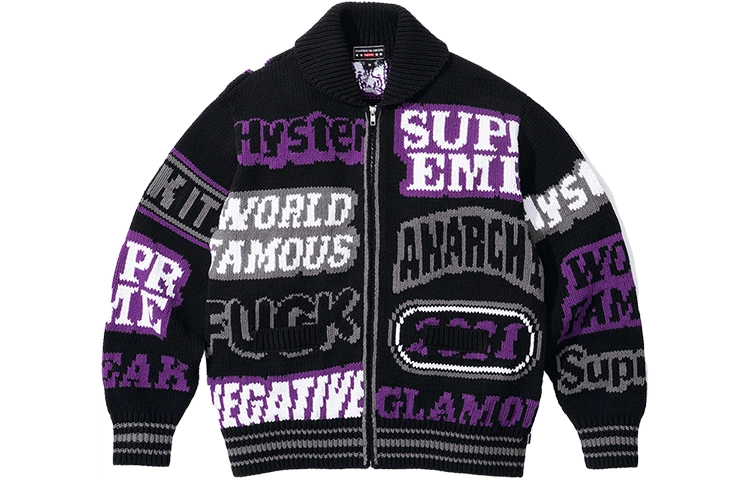 Supreme SS21 Week4 x HYSTERIC GLAMOUR Logos Zip Up Sweater
