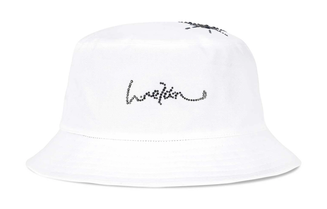 WE11DONE WHITE HOTFIX STAR BUCKET HAT logo